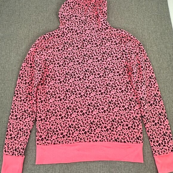 NEW! Love Peace Hope By Zenana Colorado Hooded Sweater Leopard Pink Medium - Picture 9 of 11